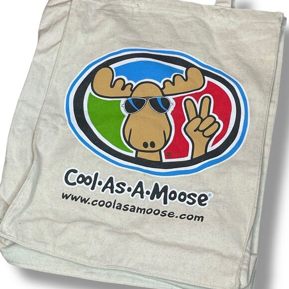 Cool as a Moose Portland Maine Canvas Tote Bag Shopping Grocery Reusable Peace - Picture 3 of 11